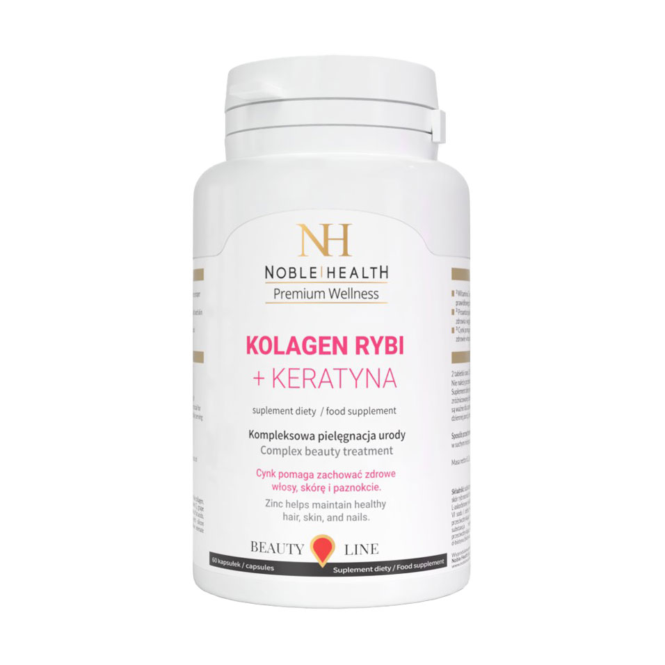 Комплекс для догляду за волоссям, шкірою та нігтями Noble Health Collagen + Ceratin Колаген + кератин, 60 капсул